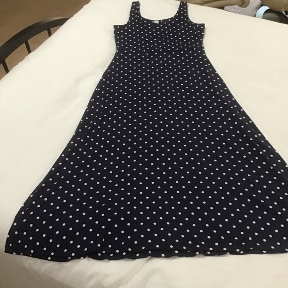 Old Navy Fit & Flare Navy Blue w/White Polka Dots Dress, Size L - Picture 3 of 10
